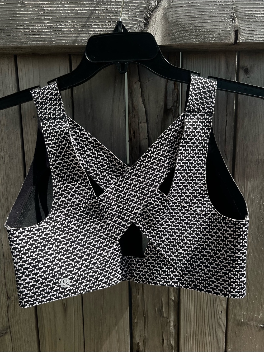 Lululemon Black & White Pattern Enlight Bra Cross Back
